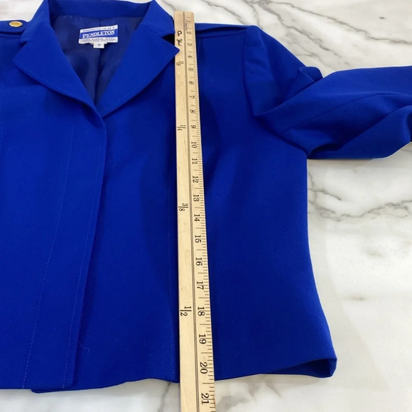 Pendleton Blazer Jacket Womens Size 10 Blue‎ Vintage Wool Gold Button Cropped - Picture 8 of 10